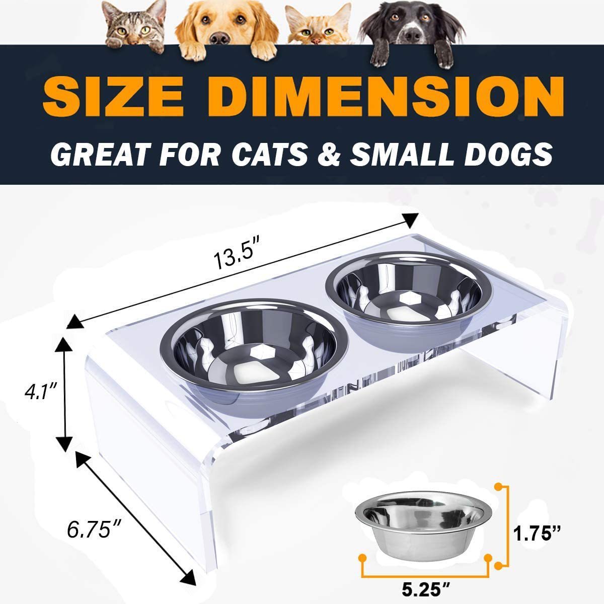 Modern acrylic pet feeding rack combines functionality and style