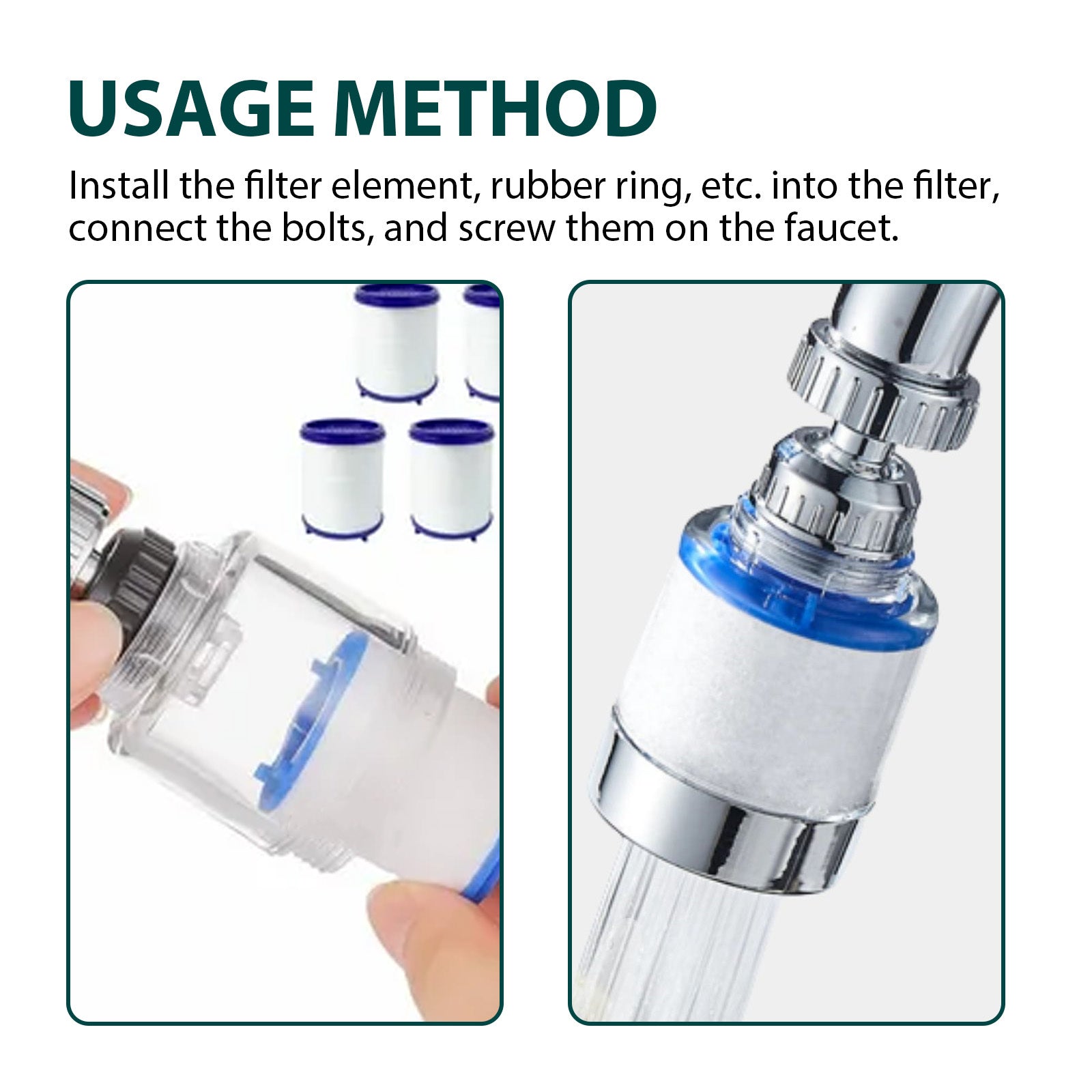 360° rotating water filter for faucet, saves water and provides high-quality purified water