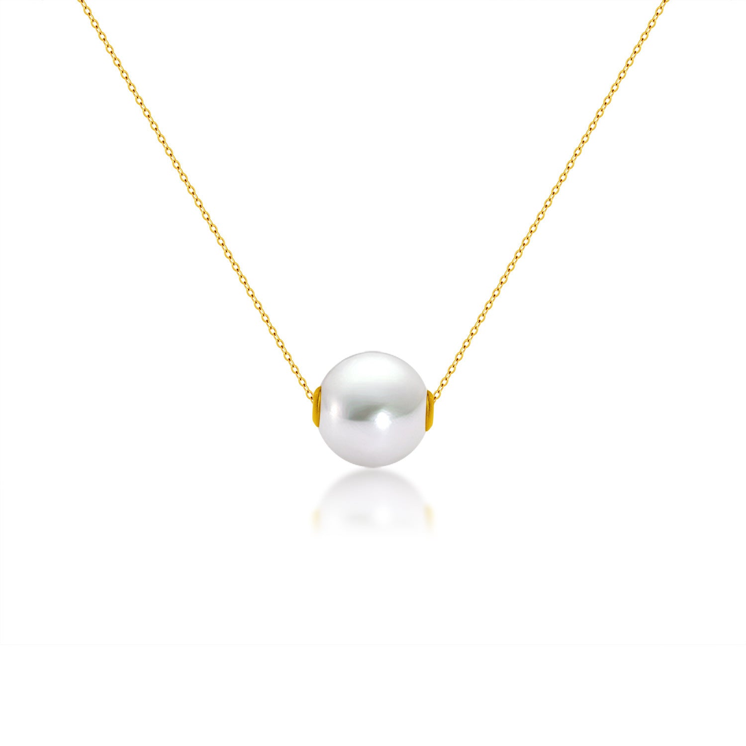 18K Gold necklace with high quality pearl, handmade, for a long-lasting shine