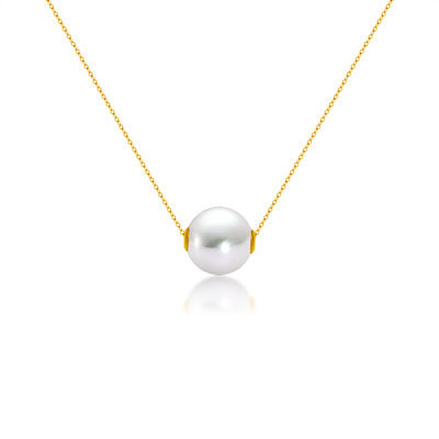 18K Gold necklace with AAAA freshwater pearl, natural and shiny