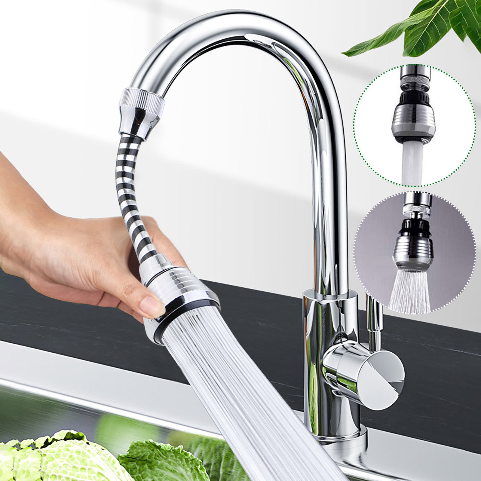 Supercharged Soft Bubbler Kitchen Shower Faucet Universal 360 Degrees Water-saving Shower