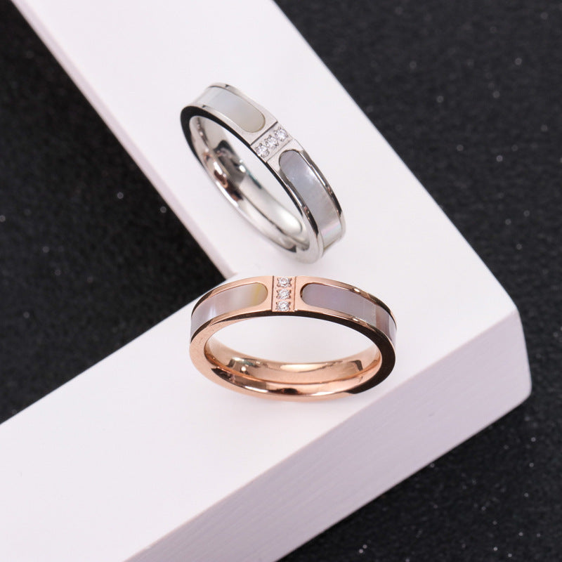 Titanium steel ring with modern and elegant geometric design.