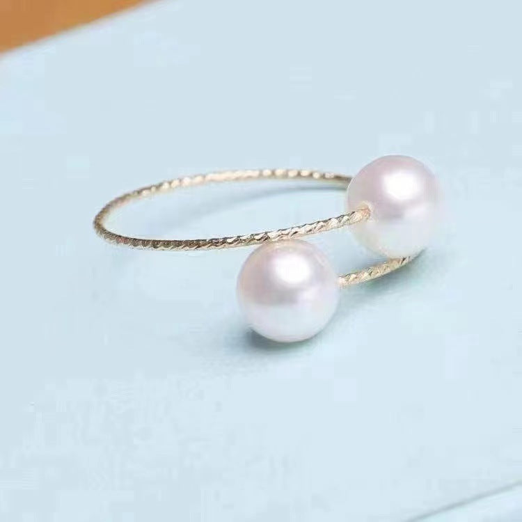 18K Gold au750 women's ring with elegant white pearl