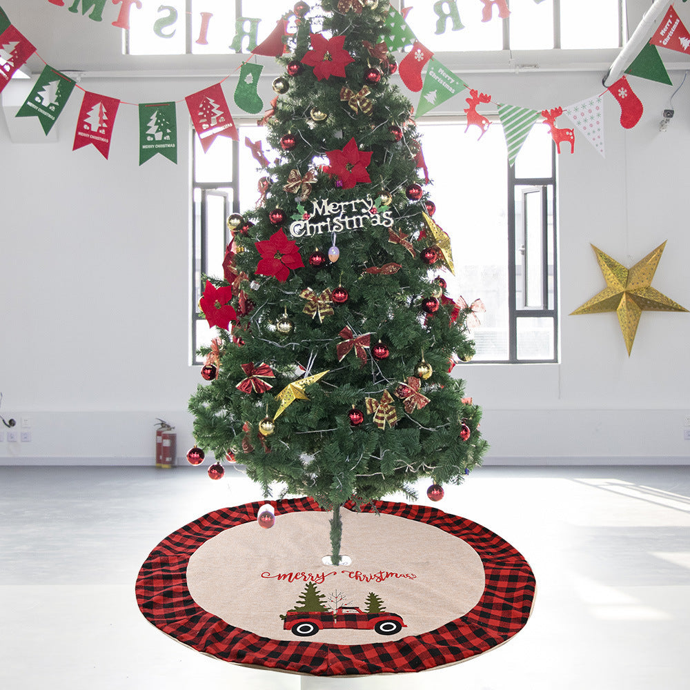 Imitated linen Christmas tree skirt, 120cm, perfect for decorating your tree