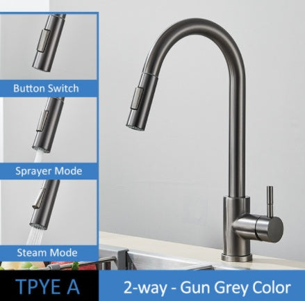 Versatile and resistant stainless steel kitchen faucet, perfect for any style of kitchen