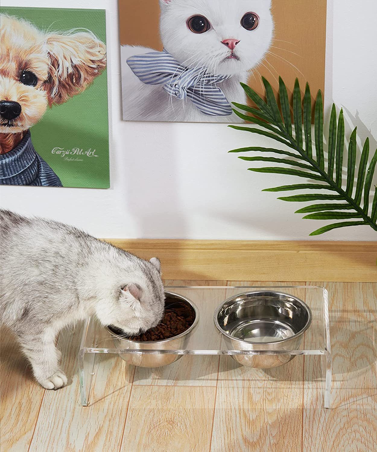 Hot-bent and polished pet feeding rack, ideal for daily pet use