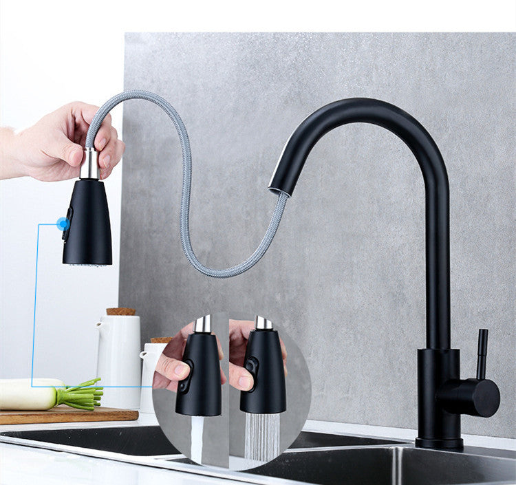 Kitchen Pull Hot And Cold Water Faucet Stainless Steel