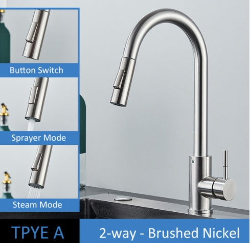 Stainless steel kitchen faucet, ideal for temperatures up to 80°C