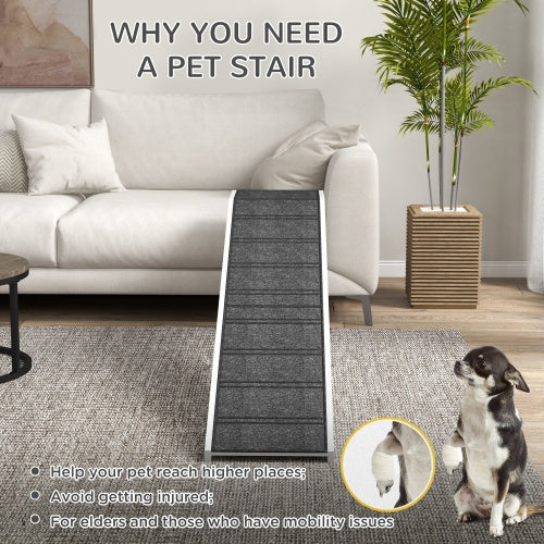 Ramp For Dog Bed, Pet Ramp For Dog With Non-slip Carpet And Top Platform