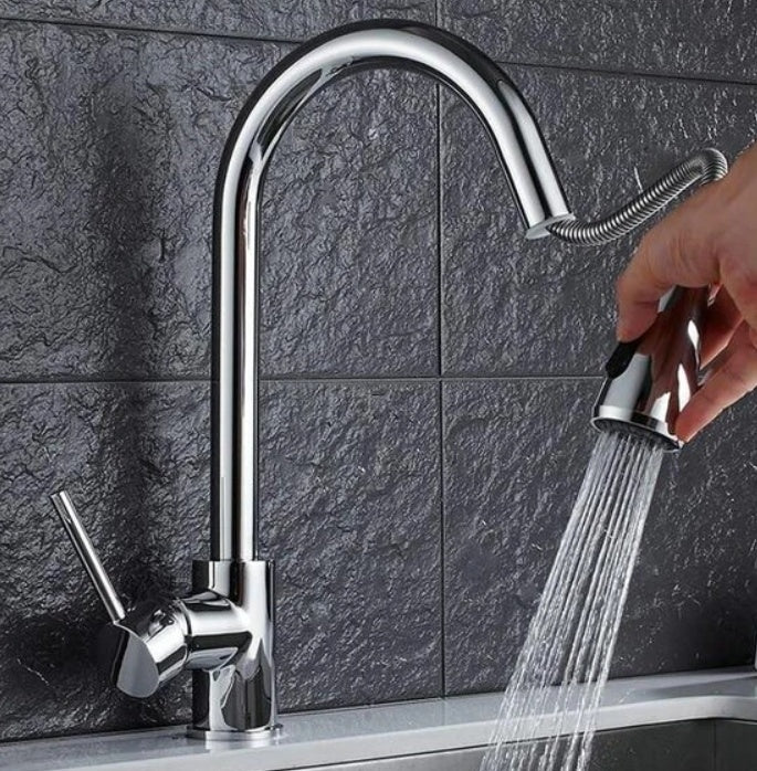 Kitchen faucet in 304 stainless steel, excellent for hot and cold water, ideal for modern kitchens