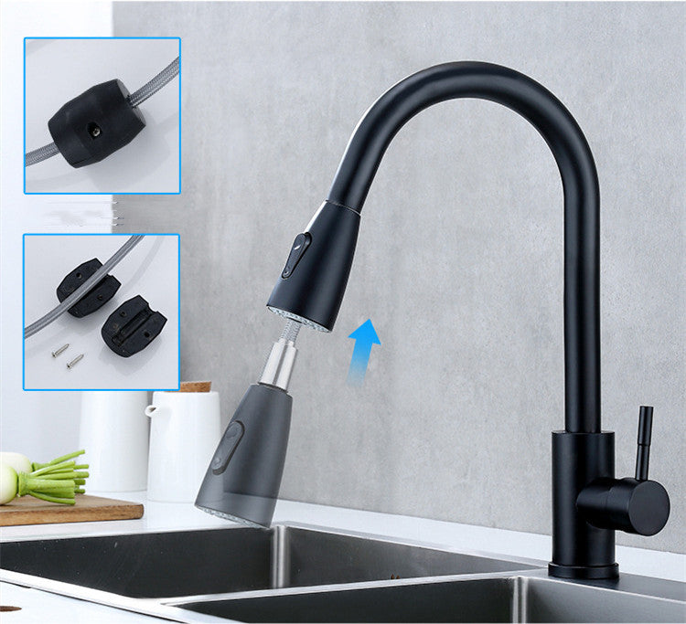 Kitchen Pull Hot And Cold Water Faucet Stainless Steel