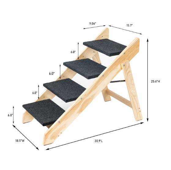 Foldable and portable stairs for dogs up to 110lbs.