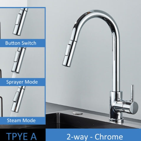 Stainless steel faucet, with brushed gold, black and chrome spout