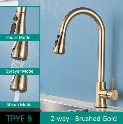 Pull-out faucet with black, gold or chrome sealing head option