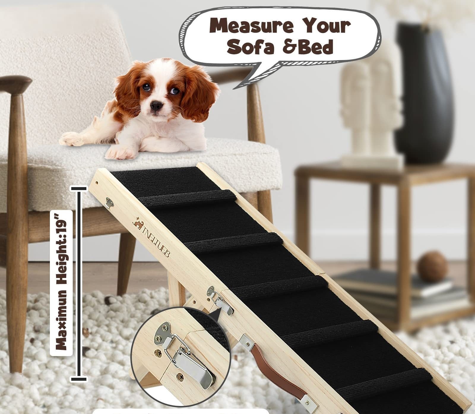 The ladder is customizable to meet your dog's needs.