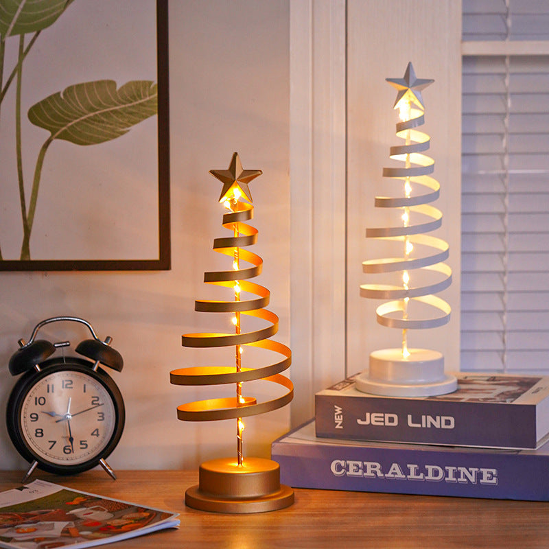 LED spiral Christmas tree, made of metal with a soft glow